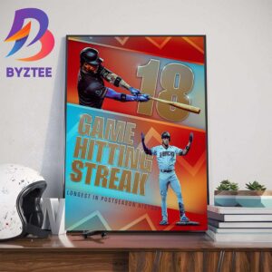 Ketel Marte Is The Longest Hitting Streak In MLB Postseason History Wall Decor Poster Canvas