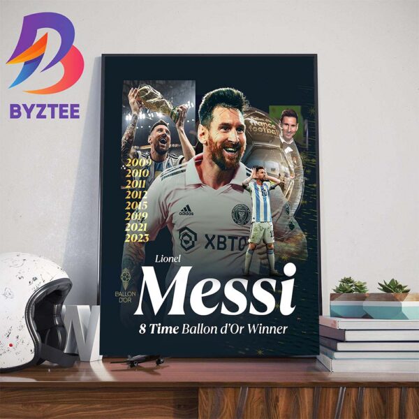 Lionel Messi Claims 8th Ballon dOr Winner Wall Decor Poster Canvas