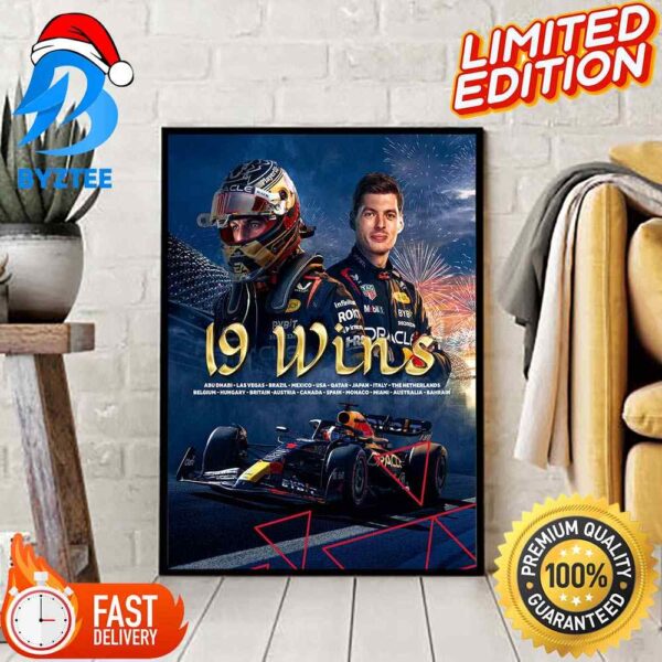 Max Verstappen Break The F1 Record With 19 Wins In 2023 Home Poster