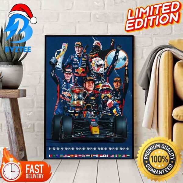 Max Verstappen Of Red Bull Racing Dominant F1 Season 2023 With 19 Wins From 22 Races Home Poster