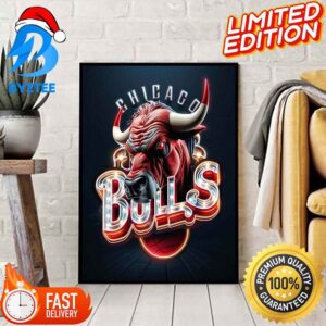 NBA Realistic 3D Logo Of Chicago Bulls Home Decor Poster