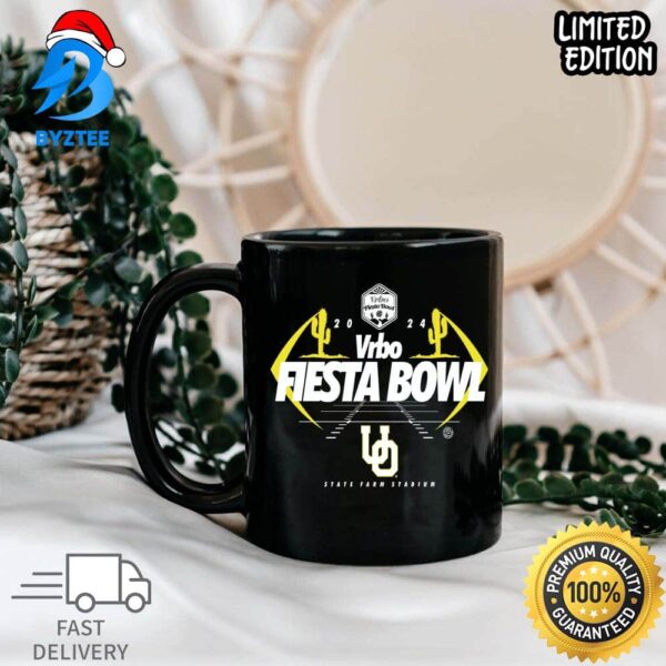 2024 Vrbo Fiesta Bowl Team Oregon In Rugby Ball College Football Bowl Custom Mug