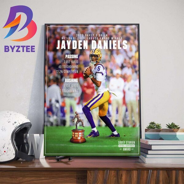 Congratulations To The 2023 Davey OBrien National Quarterback Award Winner Jayden Daniels Of LSU Football Wall Decor Poster Canvas
