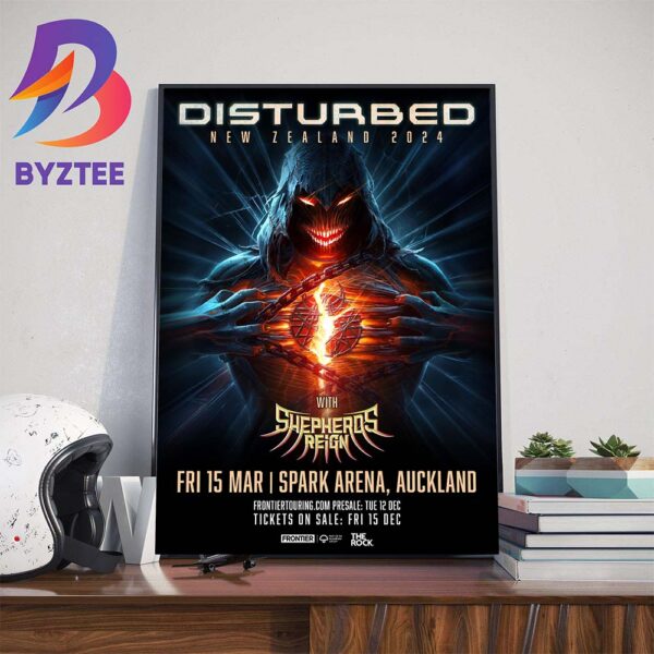 Disturbed New Show At Spark Arena Auckland New Zealand March 15th 2024 Wall Decor Poster Canvas
