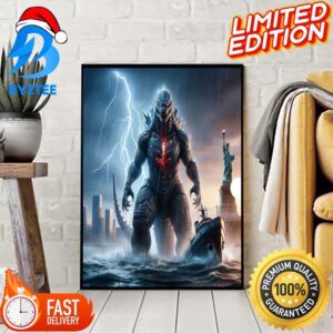Godzilla Coming To The Land With Statue Of Liberty Home Decor Poster