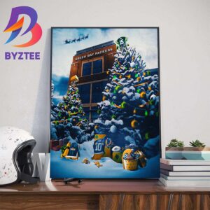 Happy Holidays And  Merry Christmas Green Bay Packers Wall Decor Poster Canvas