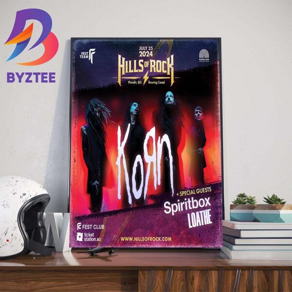 Korn At Hills Of Rock July 25th 2024 With Special Guests Spiritbox And Loathe Wall Decor Poster Canvas
