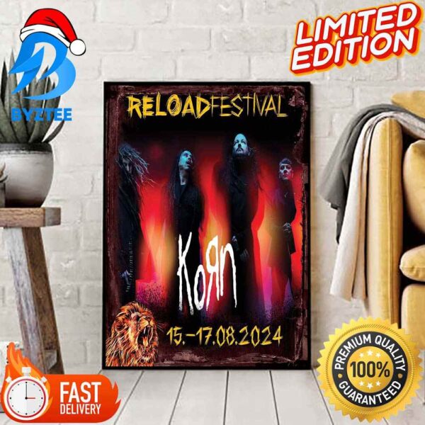 Korn Will Perform At Reload Festival 15 To 17 August 2024 Home Decor Poster