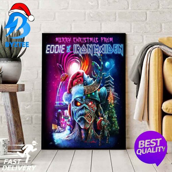 Merry Christmas 2023 From Eddie x Iron Maiden Canvas Poster