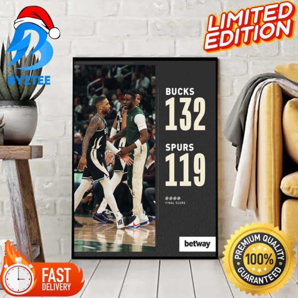 NBA Match On 20 December 2023 Milwaukee Bucks Win 132-119 San Antonio Spurs Home Decor Poster