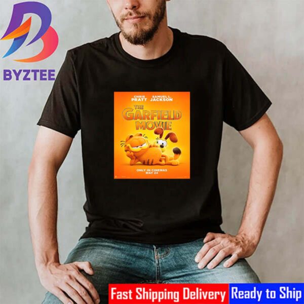 Official Poster The Garfield Movie He Gets Bigger With Chris Pratt And Samuel L Jackson Classic T-Shirt