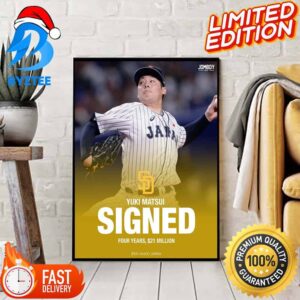 San Diego Padres Added Yuki Matsui In A Four Year Contract MLB Official Poster