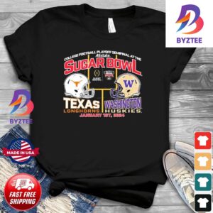 Texas Longhorns vs Washington Huskies 2024 Sugar Bowl Dueling Helmet Unisex T-Shirt