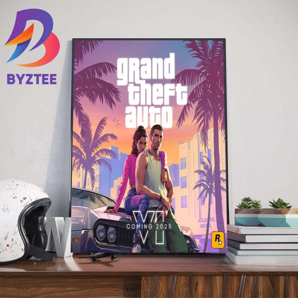 The GTA 6 Grand Theft Auto VI Coming 2025 Official Poster Wall Decor Poster Canvas