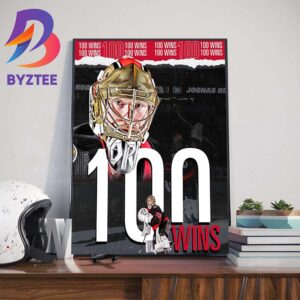 The Ottawa Senators Player Joonas Korpisalo 100 Wins In NHL Wall Decor Poster Canvas