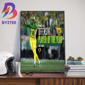 The University Of Oregon Athletics Player Bo Nix Is The 2023 PAC-12 Conference Offensive Player Of The Year Wall Decor Poster Canvas