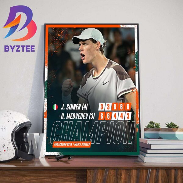 2024 Australian Open Champion Is Jannik Sinner 1st Grand Slam Final And 1st Grand Slam Title Art Decor Poster Canvas