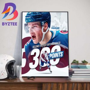 Congrats Cale Makar Becoming The Second-Fastest Defenseman To 300 Points In Just 280 Games Art Decor Poster Canvas