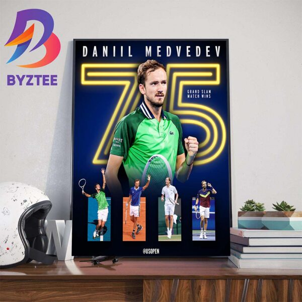 Congrats Daniil Medvedev 75 Grand Slam Match Wins Art Decor Poster Canvas