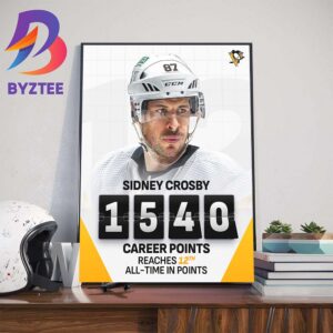 Congrats Sidney Crosby 1540 Career Points Reaches 12th All-Time in Points Art Decorations Poster Canvas