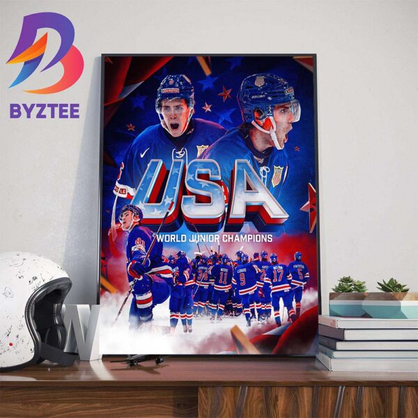 Congratulations To Team USA Hockey Are The 2024 World Juniors Champions Art Decorations Poster Canvas