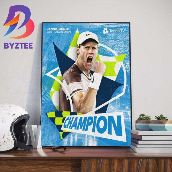 First Grand Slam Champion For Jannik Sinner 2024 Australian Open Champion Art Decor Poster Canvas