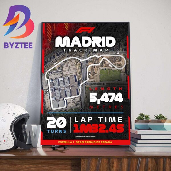 Madrid Track Map F1 Spanish GP Length 5474m 20 Turns Art Decor Poster Canvas