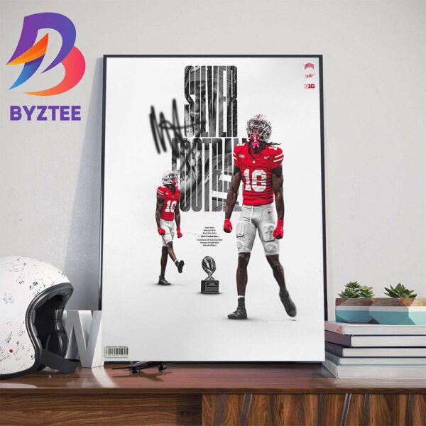 Marvin Harrison Jr Silver Football Award Winner The Best Player In Big Ten Football Art Decor Poster Canvas