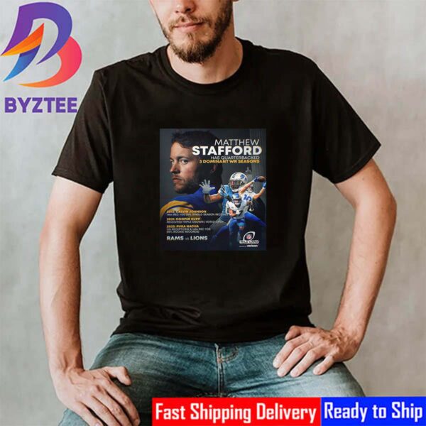 Matthew Stafford Has Quarterbacked 3 Dominant WR Seasons Vintage T-Shirt