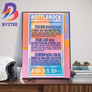 Pearl Jam BottleRock Music Food Wine Brew At Napa Valley May 24-26th 2024 Art Decor Poster Canvas