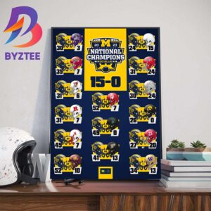 Perfect Season 15 Battles 15 Victories For Michigan Wolverines Football Go Blue 2023 National Champions Art Decor Poster Canvas