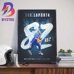 Sam Laporta 82 REC Is The Most Receptions By A Rookie TE In NFL History Art Decorations Poster Canvas