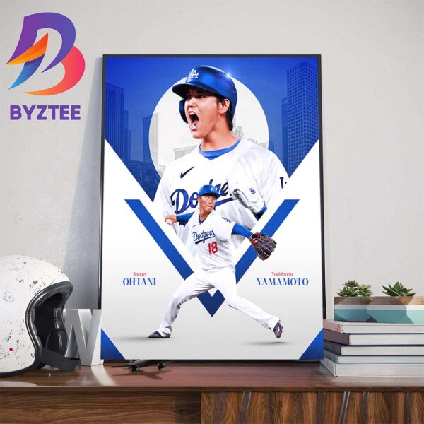 Shohei Ohtani And Yoshinobu Yamamoto Samurai Japan x Los Angeles Dodgers Edition MLB Team Art Decorations Poster Canvas