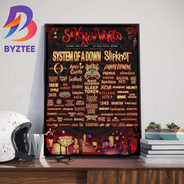 Sick New World Lineup In Las Vegas Festival Grounds Las Vegas NV Sat Apr 27th 2024 Art Decor Poster Canvas