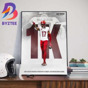 Terry McLaurin Is The First Player In Franchise History With 4 Straight 1000 Yard Receiving Seasons Art Decor Poster Canvas