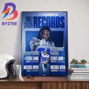 The Dallas Cowboys Player 88 CeeDee Lamb Record Books Art Decorations Poster Canvas