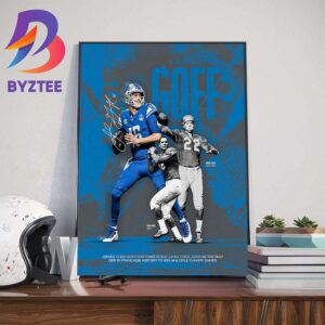The Detroit Lions QB Jared Goff Is The 3rd QB In Franchise History To Win Multiple Playoff Games Art Decor Poster Canvas