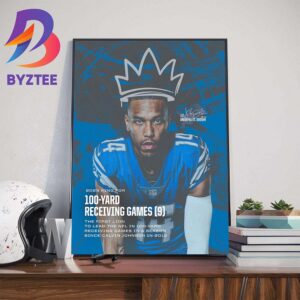 The Detroit Lions WR Amon-Ra St Brown Is The 2023 NFL Leader In 100-Yard Receiving Games Art Decor Poster Canvas