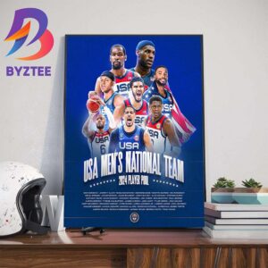 USA Basketball Mens National Team 2024 The Paris Player Pool Art Decor Poster Canvas