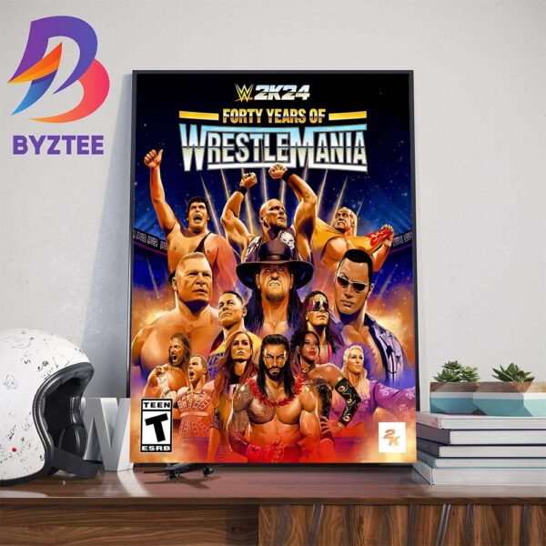 WWE 2K24 40 Years Of WrestleMania Official Poster Art Decor Poster Canvas