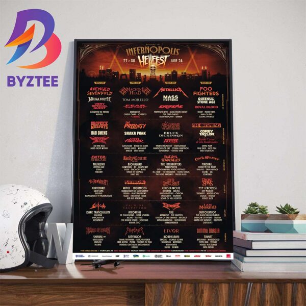 Welcome To Infernopolis Hellfest Open Air Festival Lineup 27th-30th June 2024 Art Decor Poster Canvas