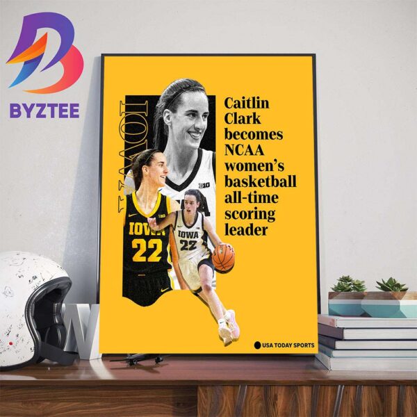 Caitlin Clark Becomes NCAA Womens Basketball All-Time Scoring Leader Art Decorations Poster Canvas