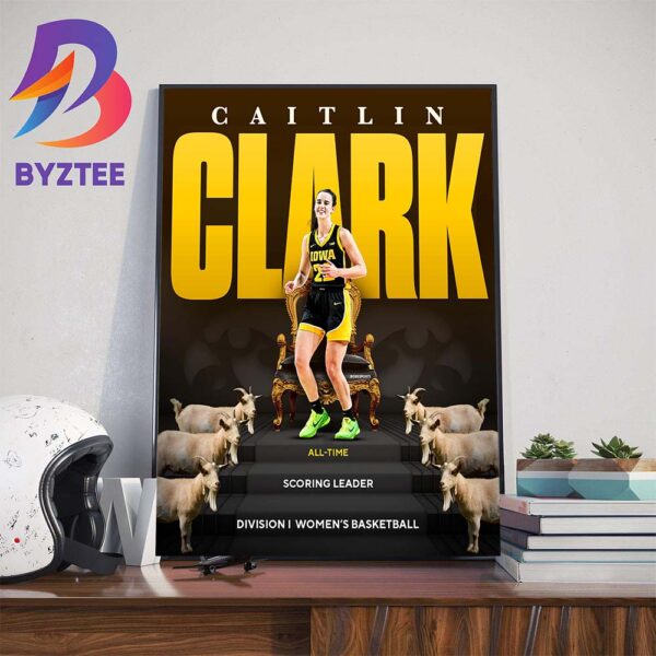 GOAT Caitlin Clark All-Time Scoring Leader Division I Womens Basketball Art Decorations Poster Canvas