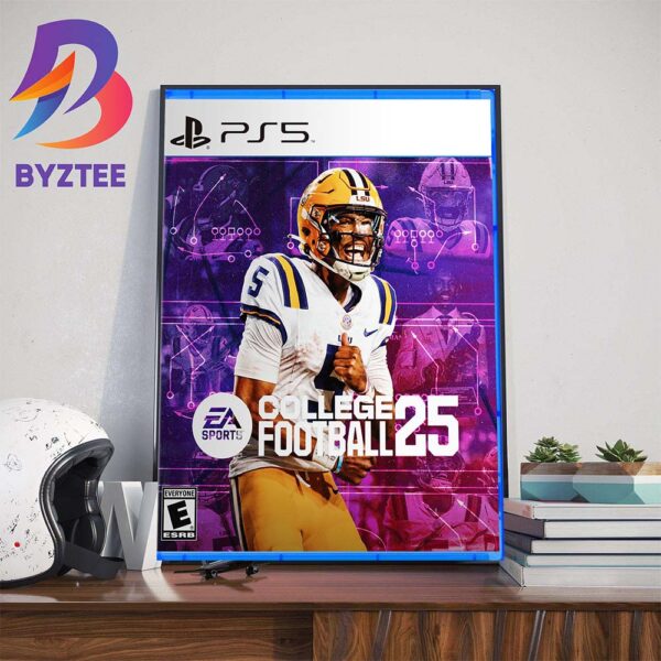 Jayden Daniels Grace The Cover Of The EA Sports NCAA College Football 25 Art Decorations Poster Canvas