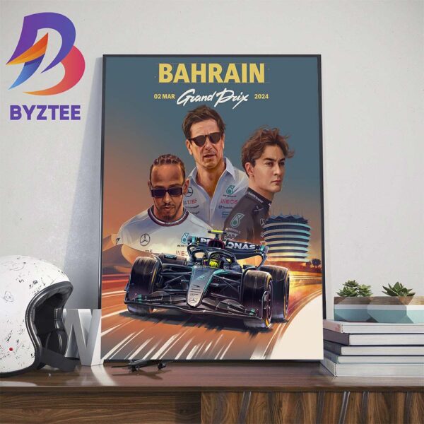 Mercedes-AMG Petronas F1 Team Race Weekend Round 1 at Bahrain GP March 2nd 2024 Art Decorations Poster Canvas