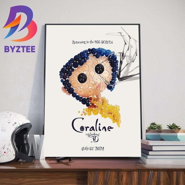 Official 15th Anniversary Poster Coraline In Remastered 3D August 2024 Art Decorations Poster Canvas