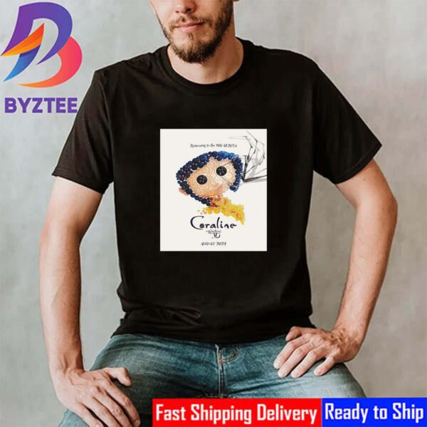 Official 15th Anniversary Poster Coraline In Remastered 3D August 2024 Vintage T-Shirt