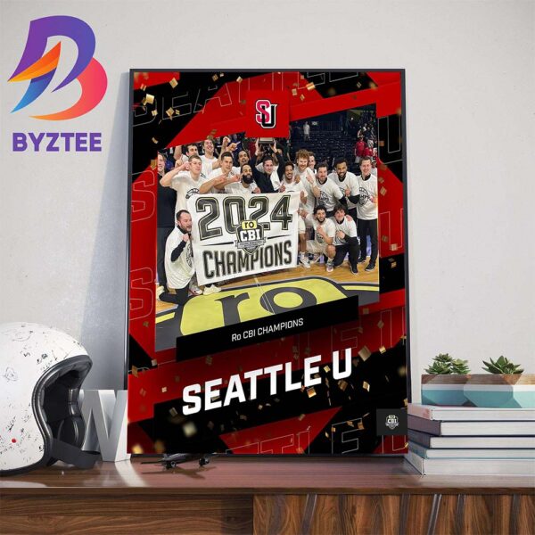 2024 Ro CBI Champions Are Seattle Redhawks Mens Basketball Wall Decor Poster Canvas