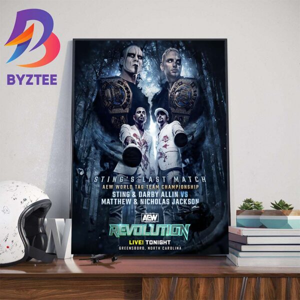 AEW World Tag Team Championship Sting And Darby Allin Vs Matthew And Nicholas Jackson Wall Decor Poster Canvas