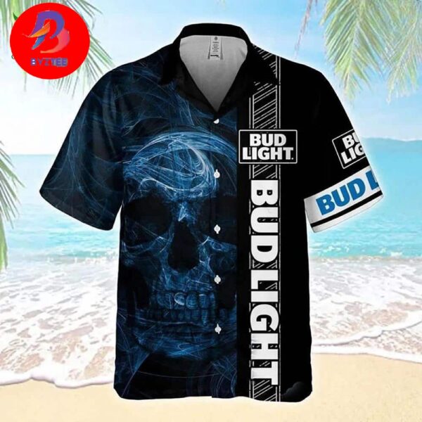 Bud Light Premium For Family Vacation Tropical Summer Hawaiian Shirt Smoke Skull Beer Lovers Gift